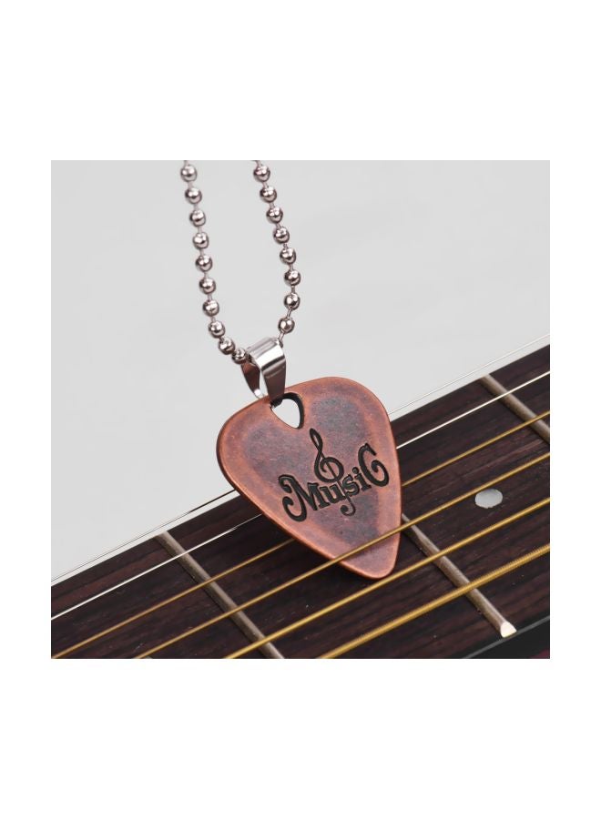 Generic Metal Ball Chain Necklace With Guitar Pick Pendant  - Image 4
