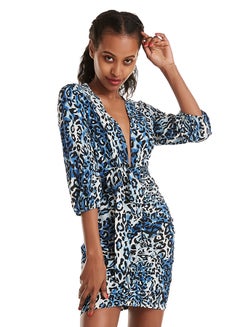 Long Sleeve Leopard Dress Blue - v1582803575/N34842281V_3