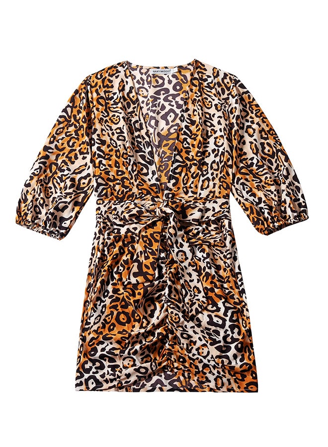 Long Sleeve Leopard Dress Yellow/Black - v1582803577/N34842293V_4