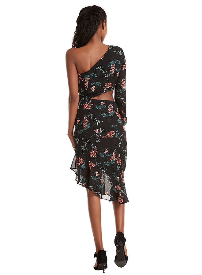 Hanyimidoo Floral Print Strapless Sleeves Mini Dress Black/Brown/Green - Image 2