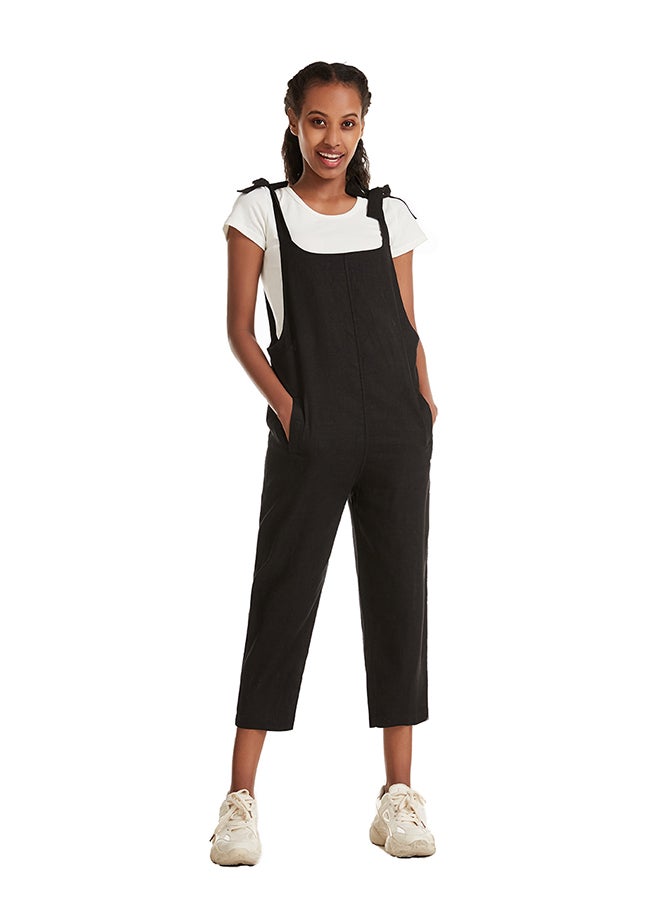 Hanyimidoo Solid Design Pocket Detail Jumpsuit Black - Image 1
