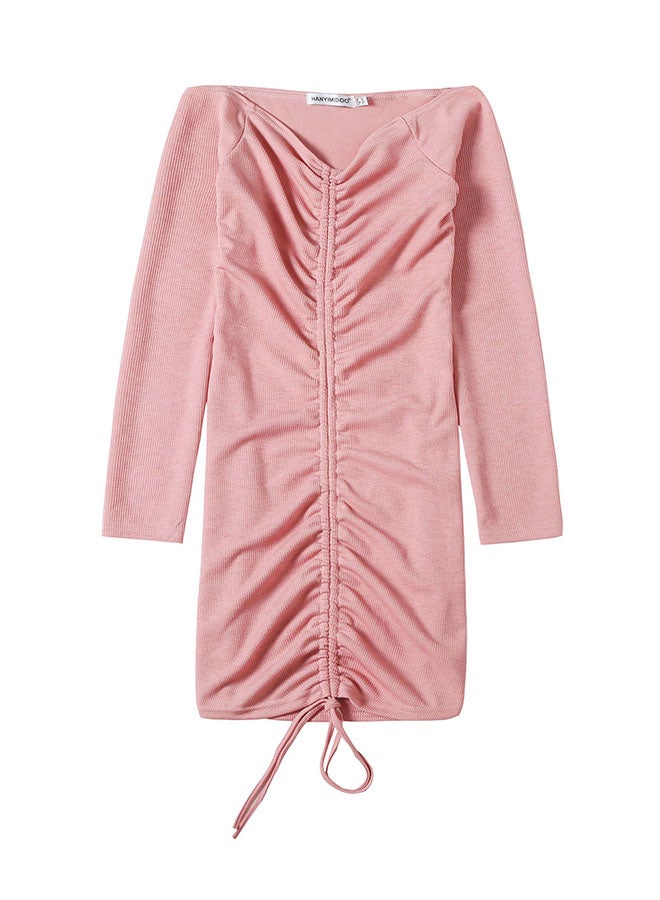 Hanyimidoo Tight Fit Solid Design Trendy Dress Pink  - Image 4