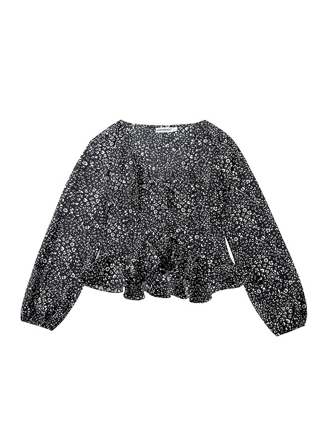 Hanyimidoo Printed Long Sleeves Top Black - Image 5