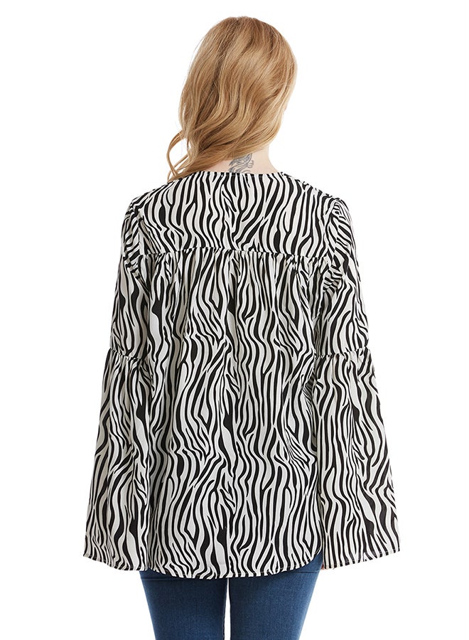 Hanyimidoo - Long Slevee Printed Top Black - Image 1