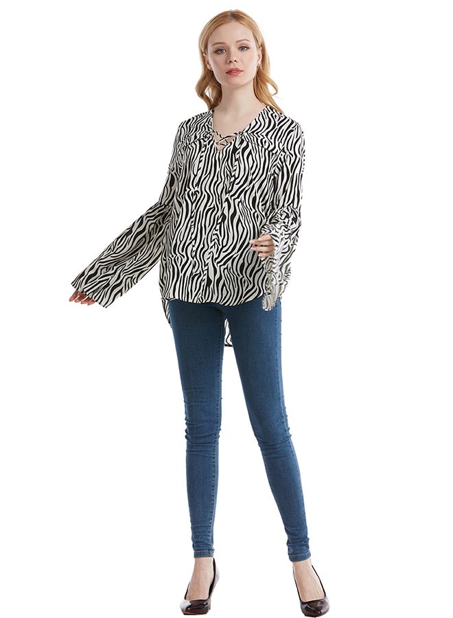 Hanyimidoo - Long Slevee Printed Top Black - Image 1