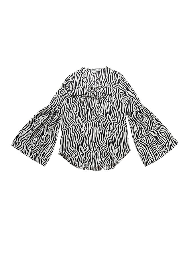 Hanyimidoo - Long Slevee Printed Top Black - Image 1