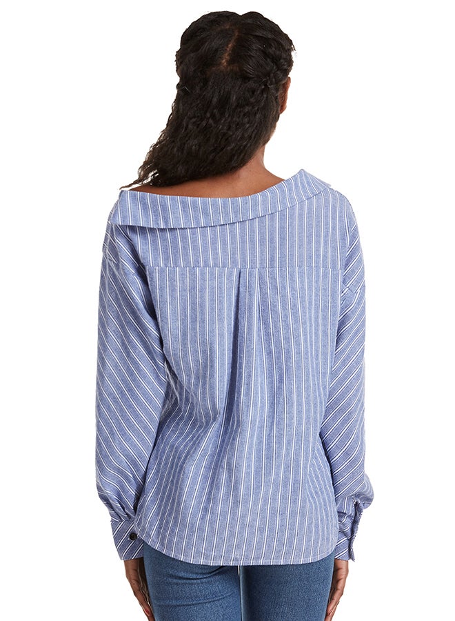 Hanyimidoo Striped Long Sleeves Top Blue - Image 2