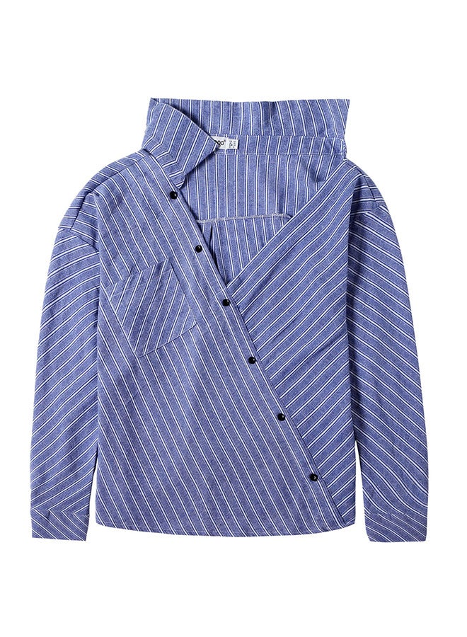 Hanyimidoo Striped Long Sleeves Top Blue - Image 4