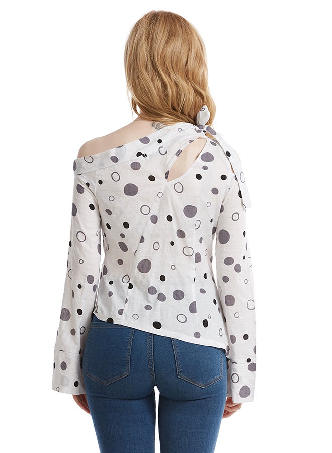 Hanyimidoo Long Slevee Printed Top White  - Image 2