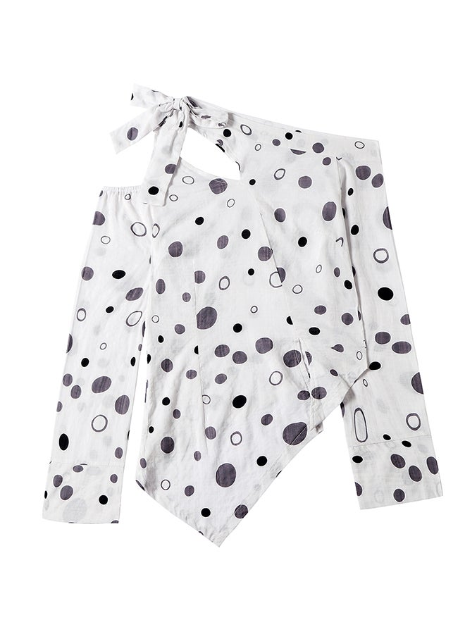 Hanyimidoo Long Slevee Printed Top White  - Image 3