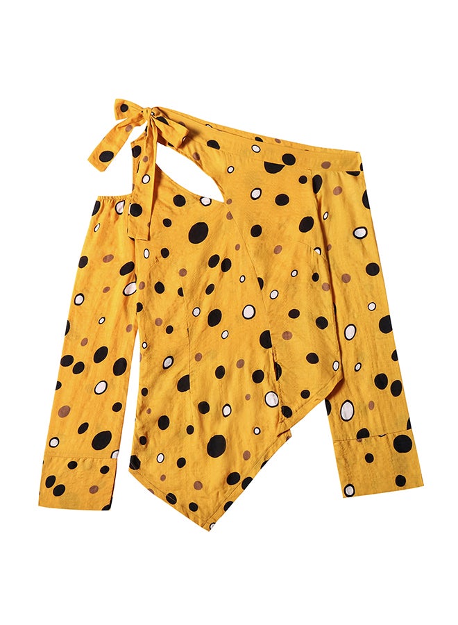 Hanyimidoo Pure Cotton Collar Ribbon Top Yellow  - Image 3