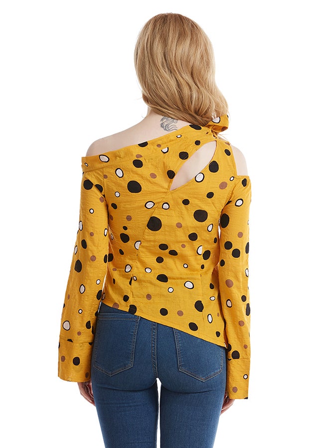 Hanyimidoo Pure Cotton Collar Ribbon Top Yellow  - Image 2
