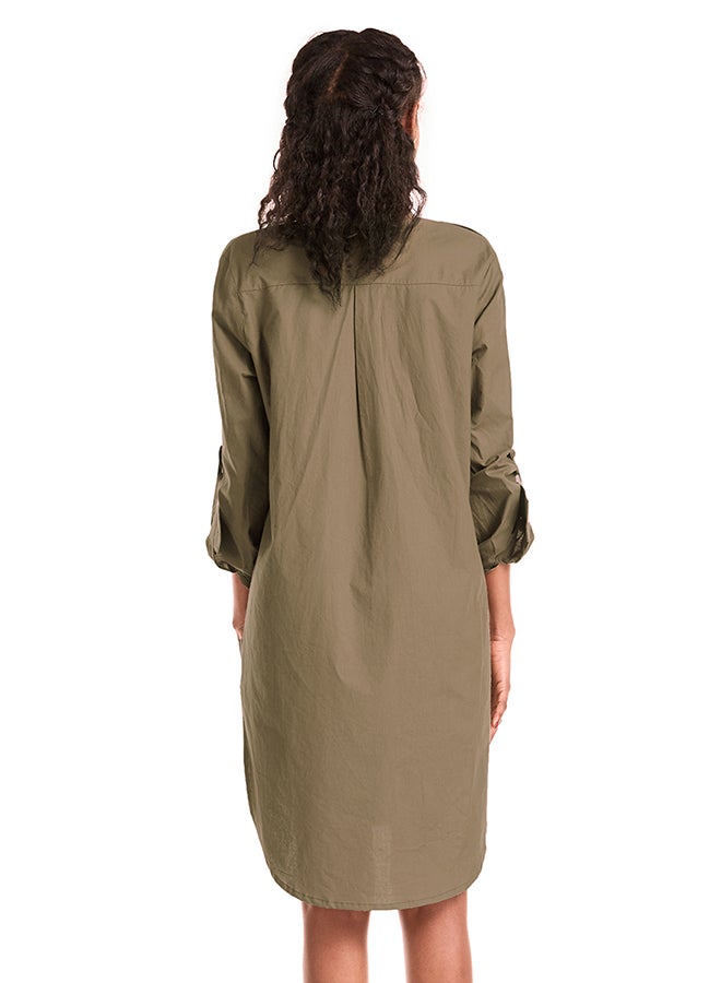 Hanyimidoo Loose Long Shirt Tunic Army Green - Image 2