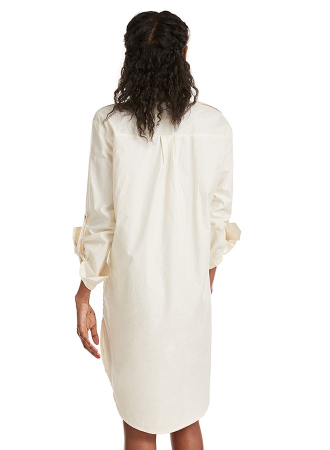 هانيميدو قميص بأزرار وكم طويل بيج - Image 2