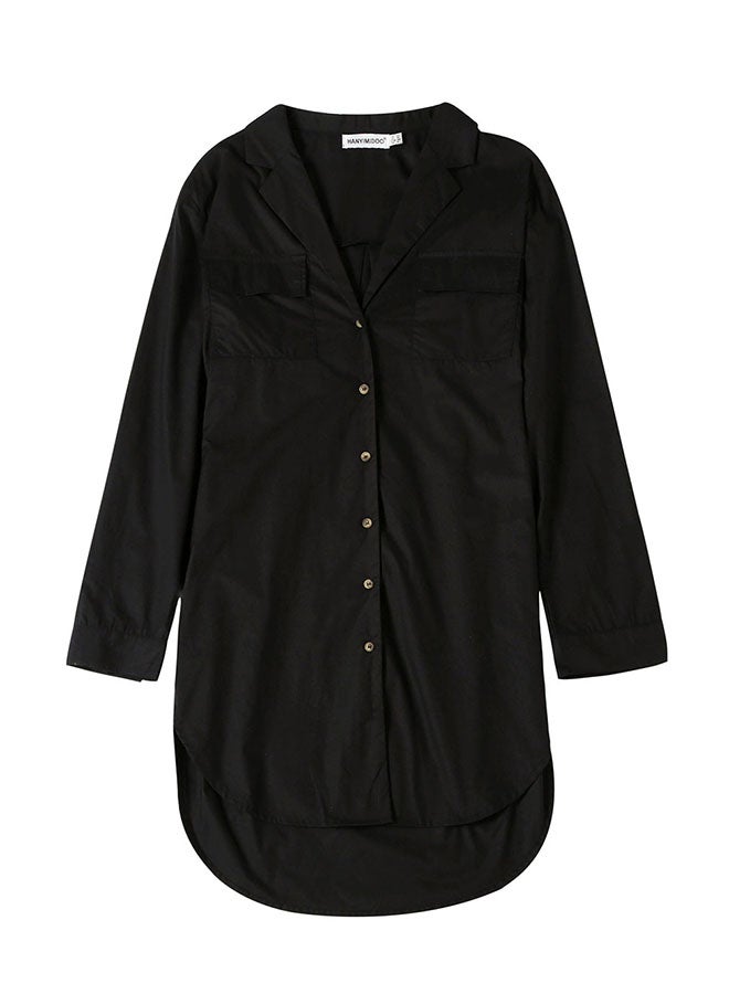 Hanyimidoo Loose Coller Neck Long Sleeve Shirt Black - Image 4