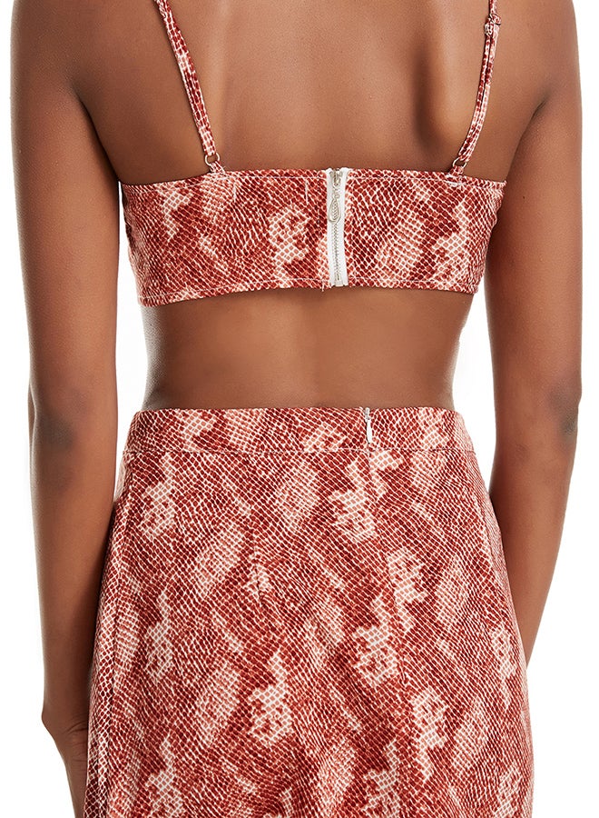 Hanyimidoo 2-Piece Printed Crop Top And Suspender Skirt Set Red/White - Image 5