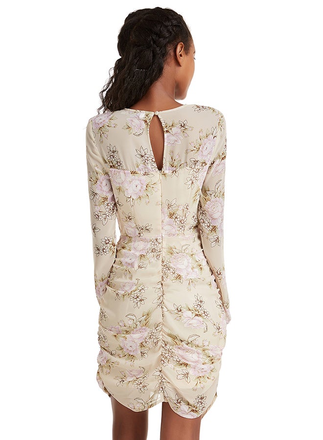 Hanyimidoo - Printed Mini Dress Beige - Image 1
