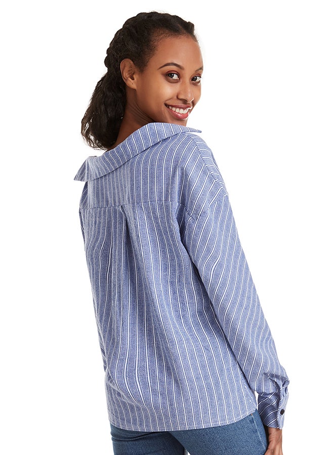 Hanyimidoo Striped Long Sleeves Top Blue - Image 5