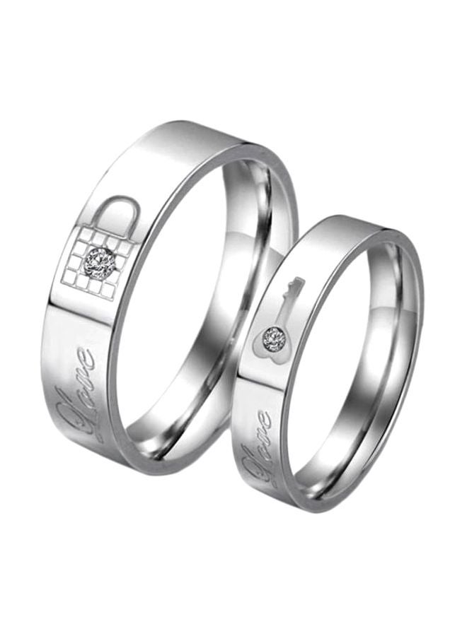 Titanium Cubic Zirconia Studded Couple Ring 