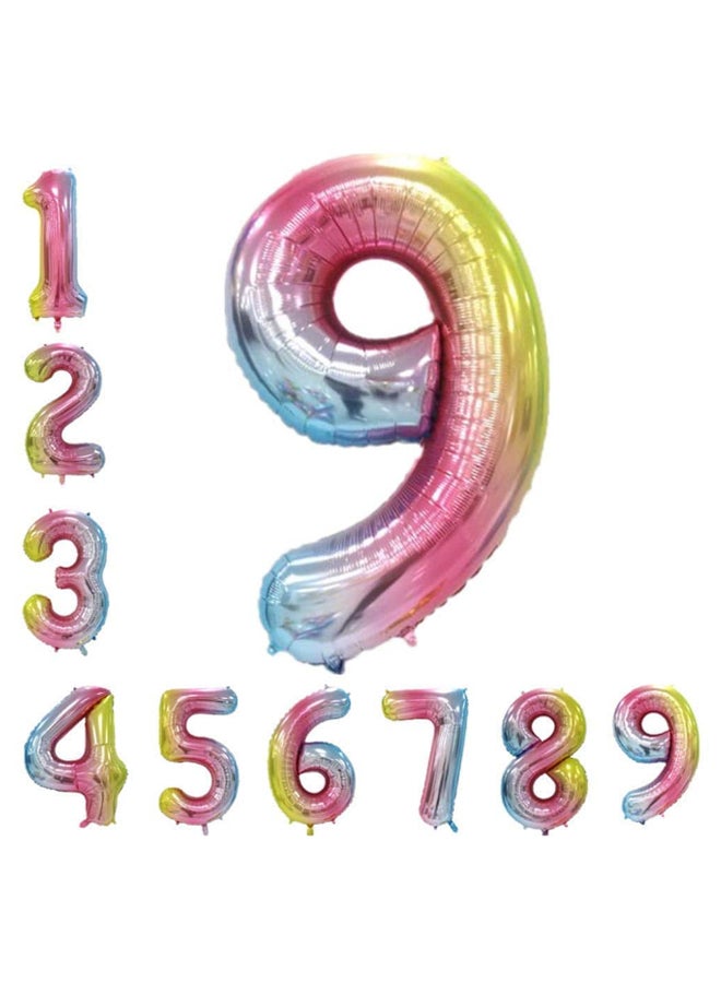 9-Number Rainbow Foil Balloon 40inch  - Image 2