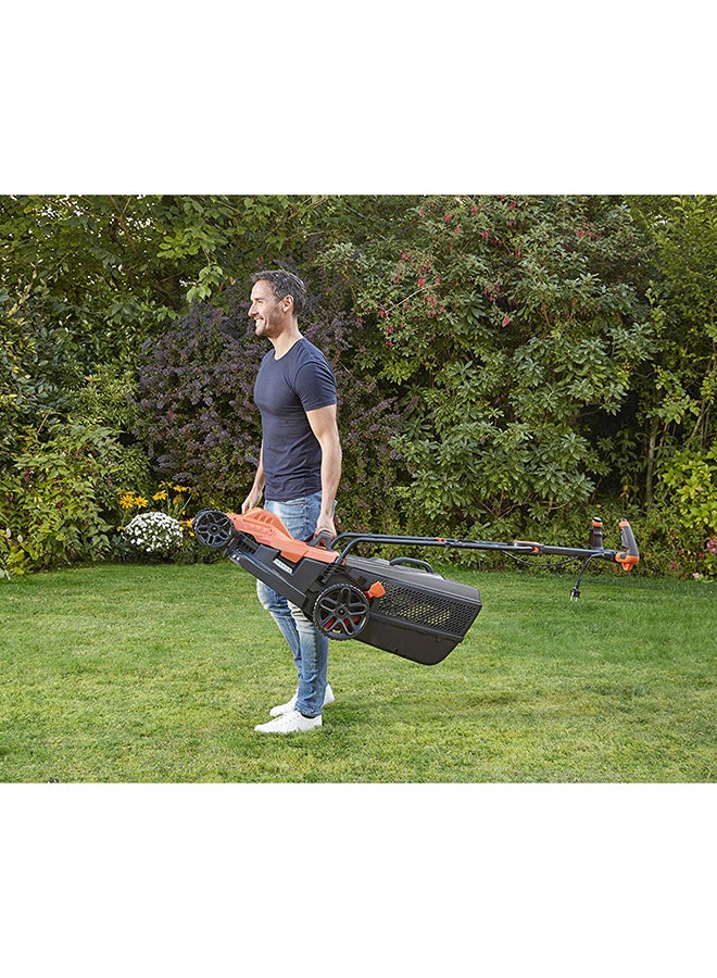 BLACK+DECKER - 1800W 42cm Easy Steer Lawn Mower for & Garden, Orange/Black - BEMW481ES-GB, 2 Years Warranty Orange/Black - Image 1