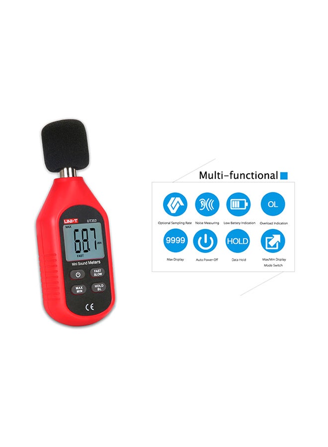 UNI-T LCD Display Sound Level Noise Monitoring Tester Red/Black 23.5x3.5x11.5centimeter  - Image 3