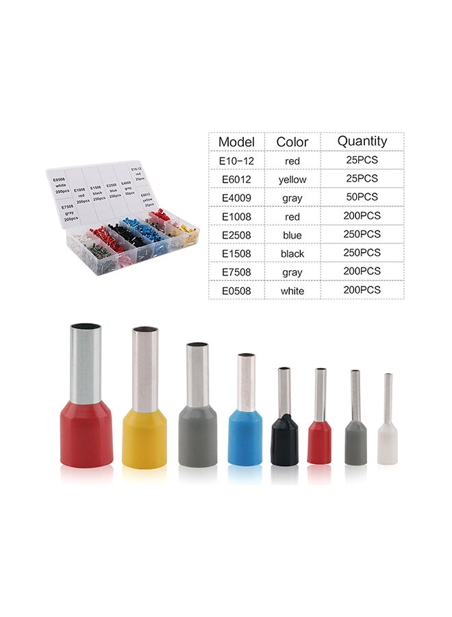 Generic 1200-Piece Crimping Wire Cable Tube Crimp Terminal Connector Set multicolour 21.00X3.10X12.00centimeter  - Image 2