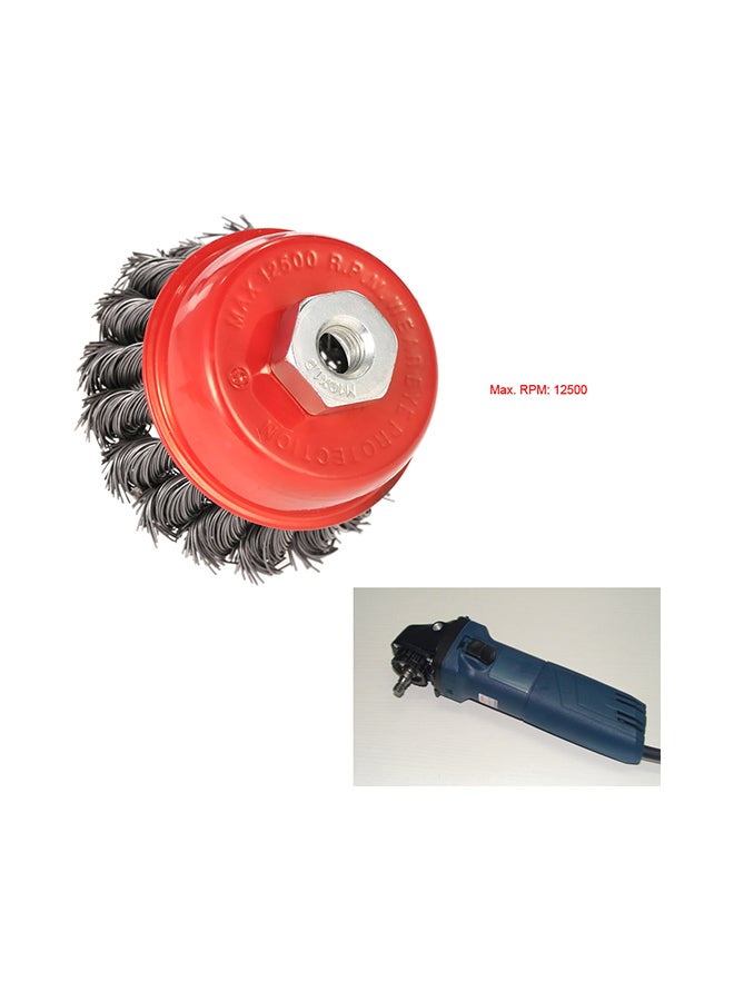 Generic Steel Wire Wheel Knotted Rotary Crimp Cup Brush Red/Grey  - Image 2