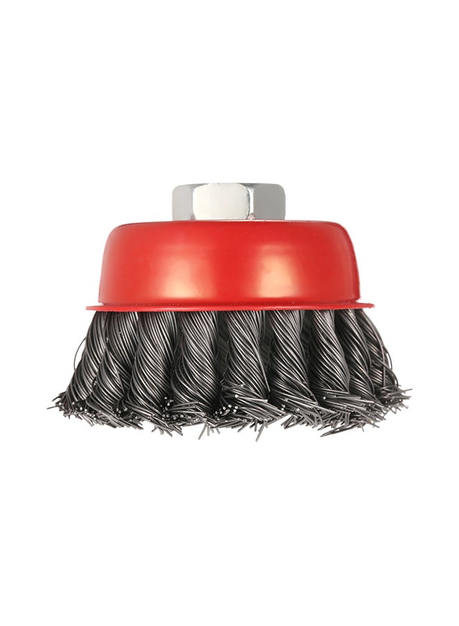 Generic Steel Wire Wheel Knotted Rotary Crimp Cup Brush Red/Grey  - Image 1
