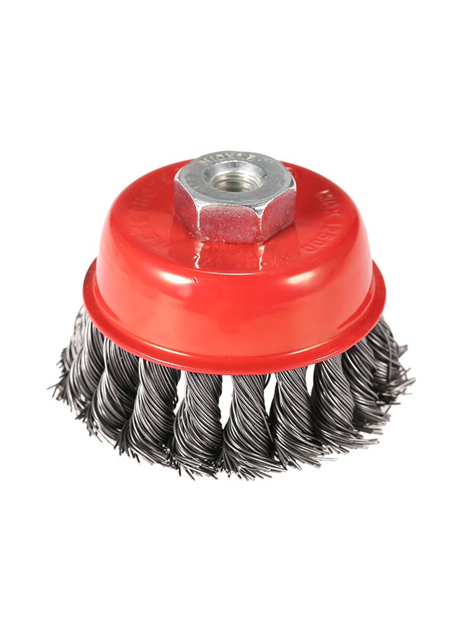 Generic Steel Wire Wheel Knotted Rotary Crimp Cup Brush Red/Grey  - Image 5