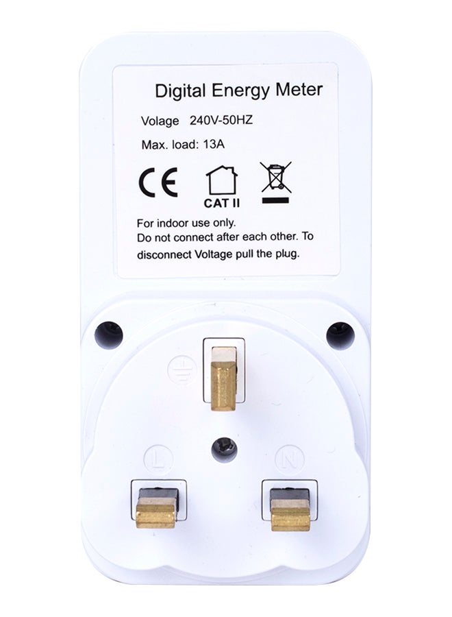 Generic - Digital Power Meter Plug-in Socket Electric Wattmeter White 10.40X6.50X8.20cm - Image 1