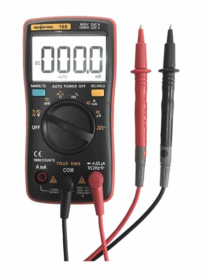 RICHMETERS RM109 RMS Digital Multimeter AC DC Voltage Ammeter Tester Black/Red 16x4.5x10cm  - Image 1