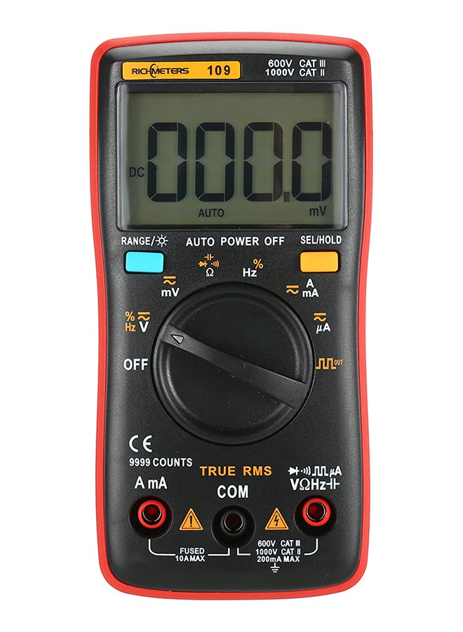 RICHMETERS RM109 RMS Digital Multimeter AC DC Voltage Ammeter Tester Black/Red 16x4.5x10cm  - Image 3