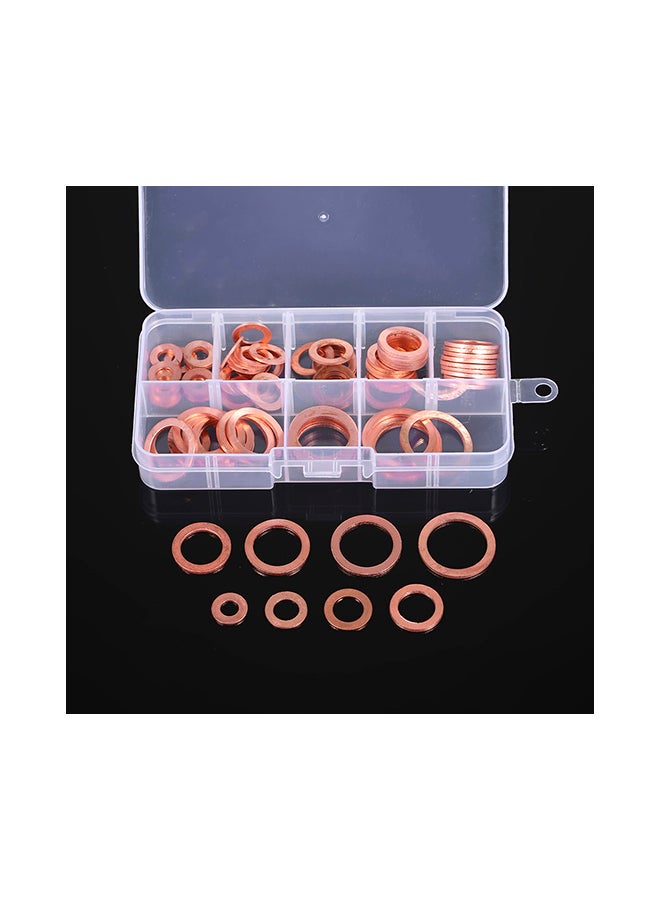80-Piece Copper Gasket Washer Sealing Ring Set Gold 13.20X2.30X6.80centimeter  - Image 4