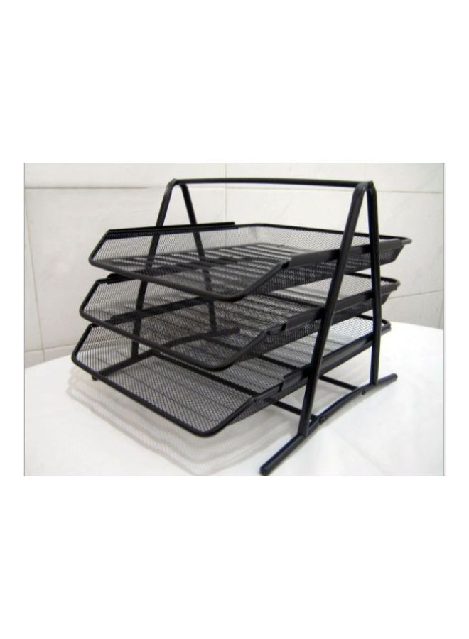 3-Tier Metal Wire Document Tray Black - Image 2