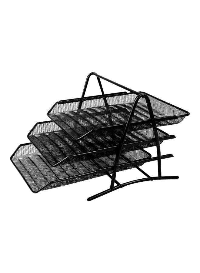 3-Tier Metal Wire Document Tray Black - Image 1
