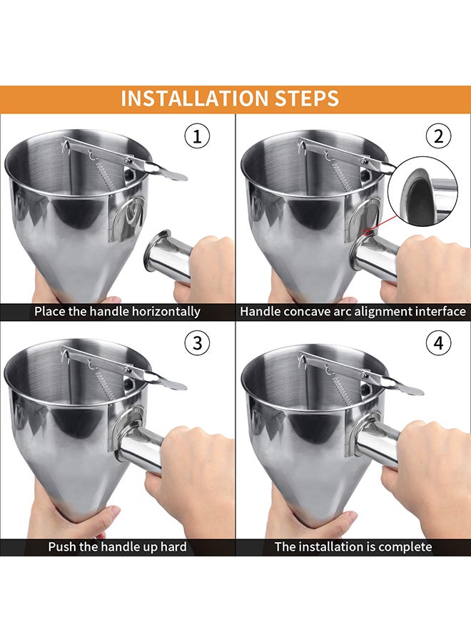 Generic - Pancake Batter Dispenser Dough Dispenser Funnel Silver 26X20cm - Image 1