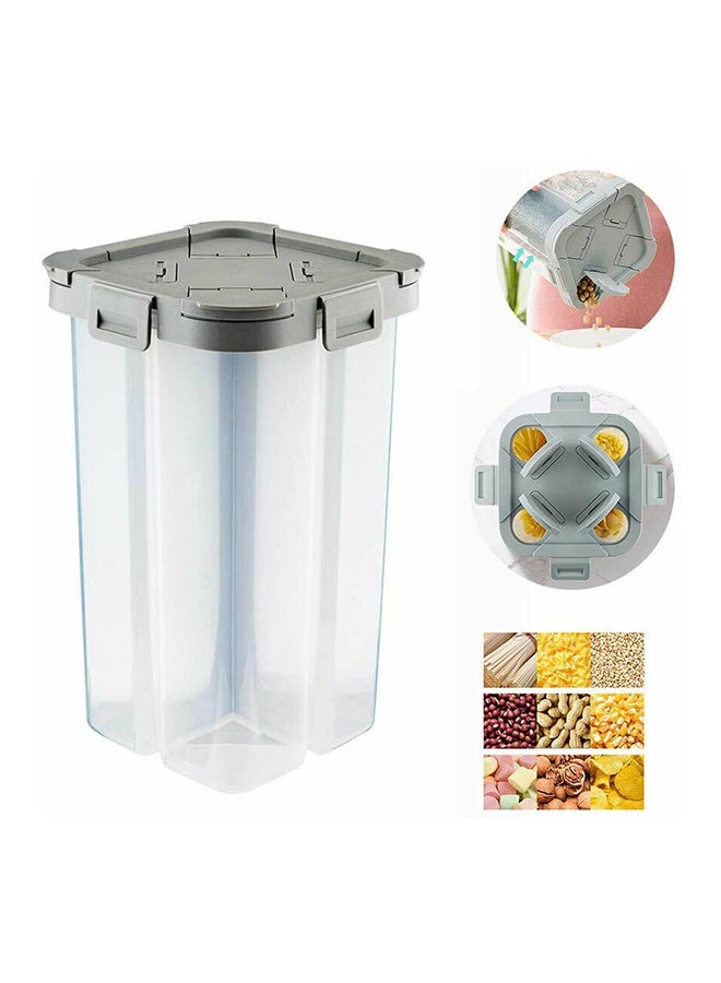 حافظة تخزين حبوب الإفطار مقسمة إلى 4 شفاف/رمادي 15X15X25سم - Image 2