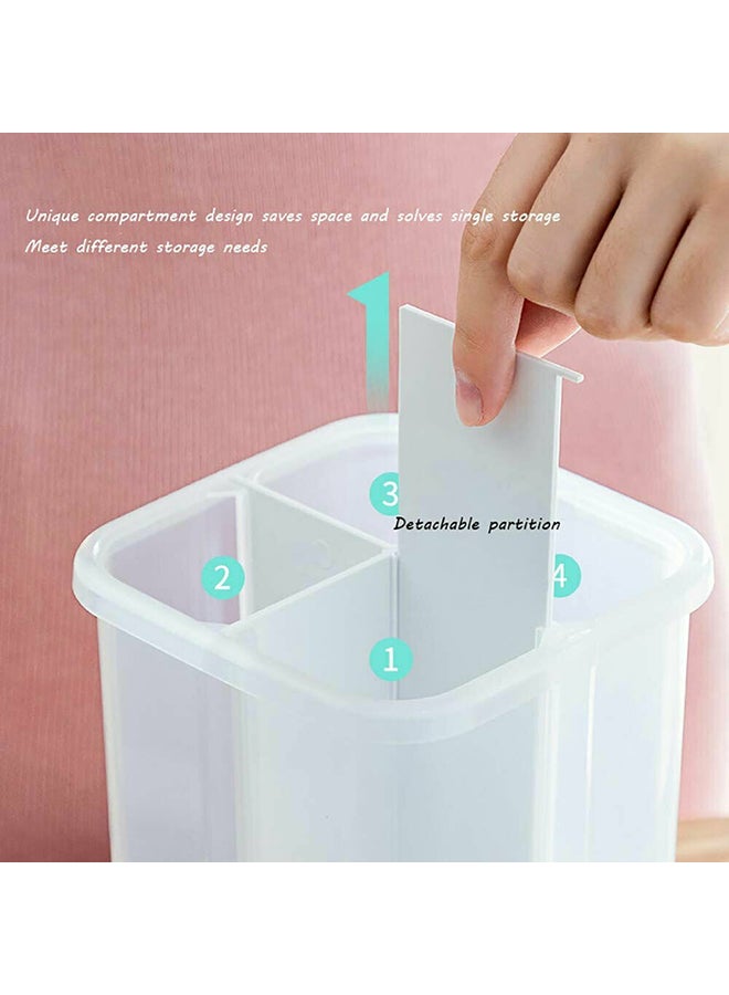 حافظة تخزين حبوب الإفطار مقسمة إلى 4 شفاف/رمادي 15X15X25سم - Image 4