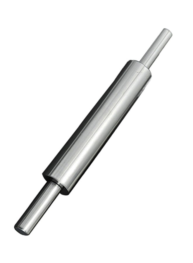 Non-Stick Pastry Dough Pizza Roller Steel Rolling Pin Silver 43cm - Image 1