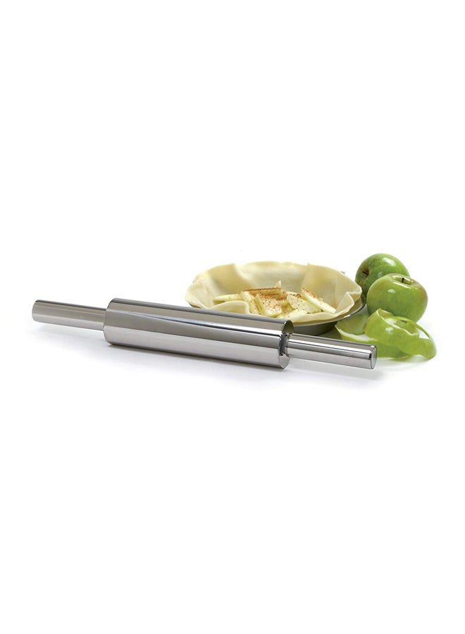 Non-Stick Pastry Dough Pizza Roller Steel Rolling Pin Silver 43cm - Image 3