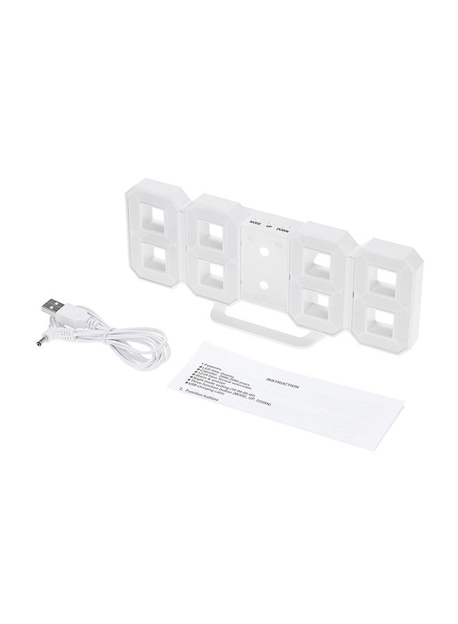 Generic - 3D LED Digital Alarm Desk Clock White 21.2 x 8.3 x 3.5cm - Image 1