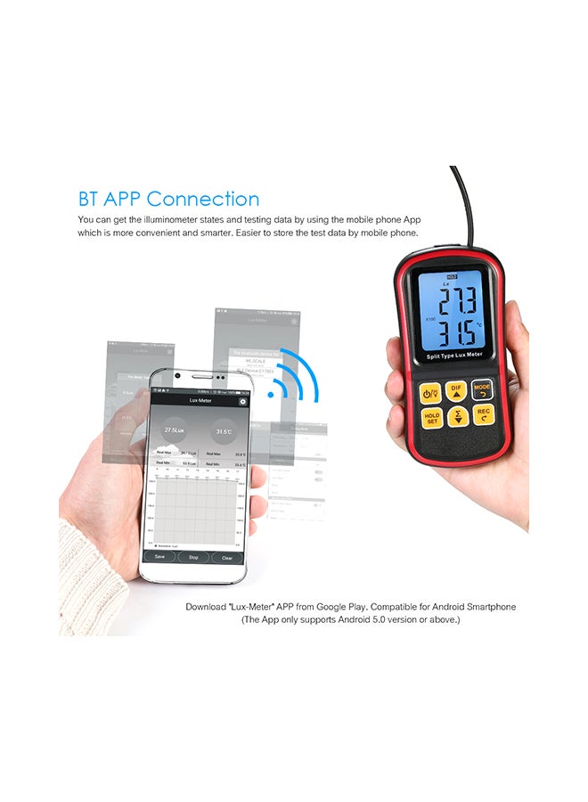 Digital Lux Meter BT Photometer Black/Red 27.00X6.50X21.00centimeter  - Image 4
