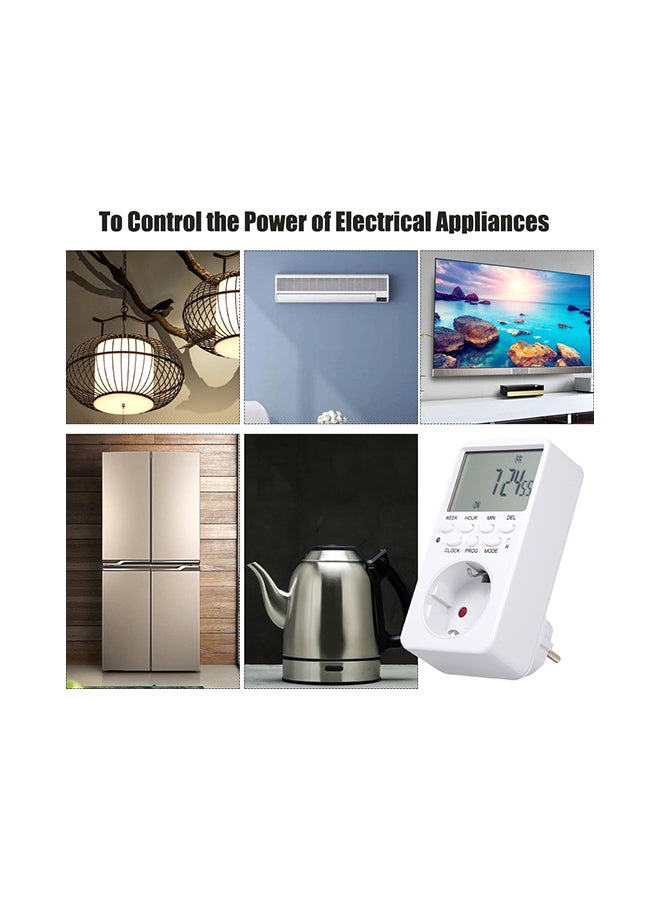 Digital Switch Socket Timer White 19 X 9 X 10cm - Image 4
