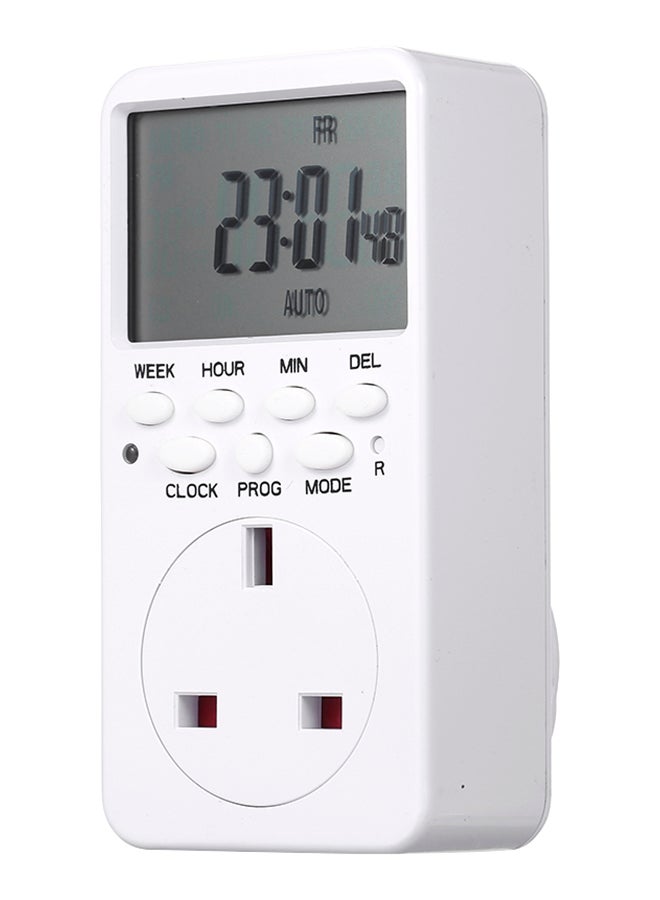 Digital Switch Socket Timer White 19 X 9 X 10centimeter