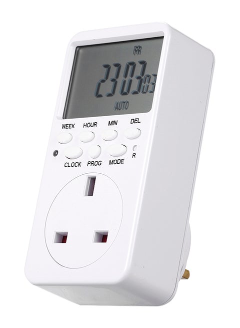 Digital Switch Socket Timer White 19 X 9 X 10centimeter