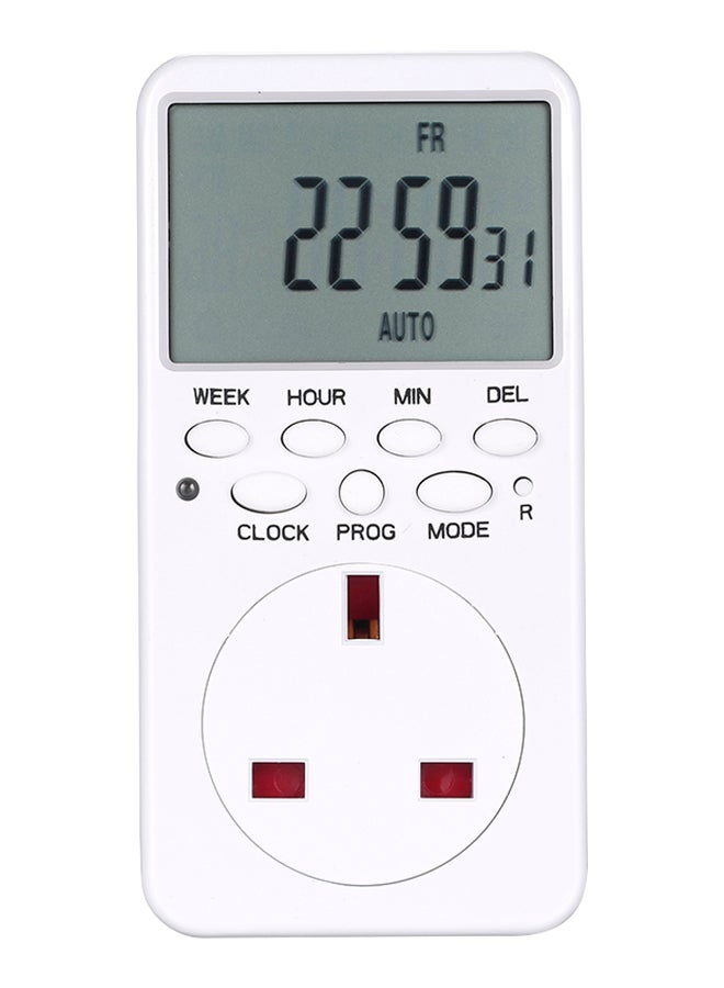 Digital Switch Socket Timer White 19 X 9 X 10centimeter