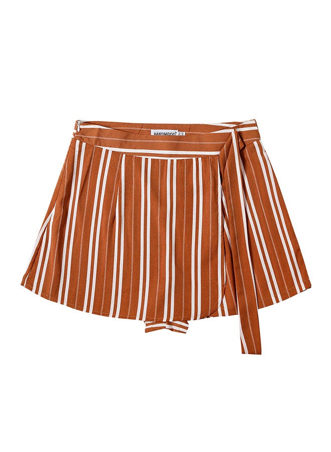Hanyimidoo Comfortable Striped Shorts Orange/White - Image 1