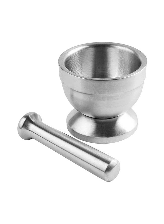 Spice Grinder Pill Crusher Mortar And Pestle Silver 15centimeter  - Image 3