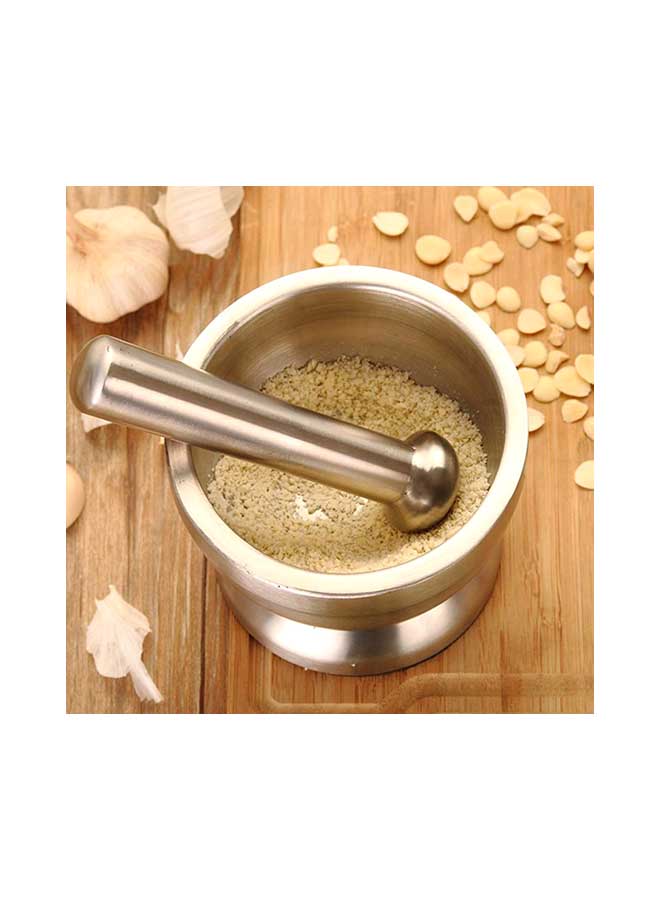 Spice Grinder Pill Crusher Mortar And Pestle Silver  - Image 2
